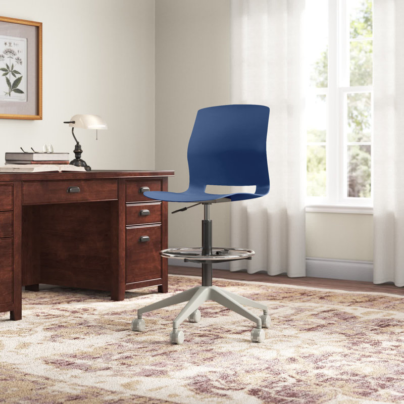 Wille Lola Drafting Stool 5 Star Caster, Navy