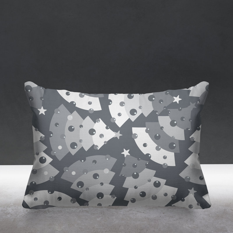 Coussin décoratif intérieur / extérieur Christmas Tree, 14 po x 20 po, gris, Rectangulaire
