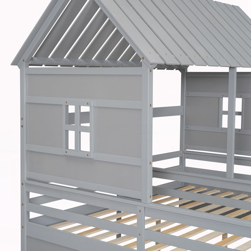 Lits plateforme simple avec deux tiroirs, Gris