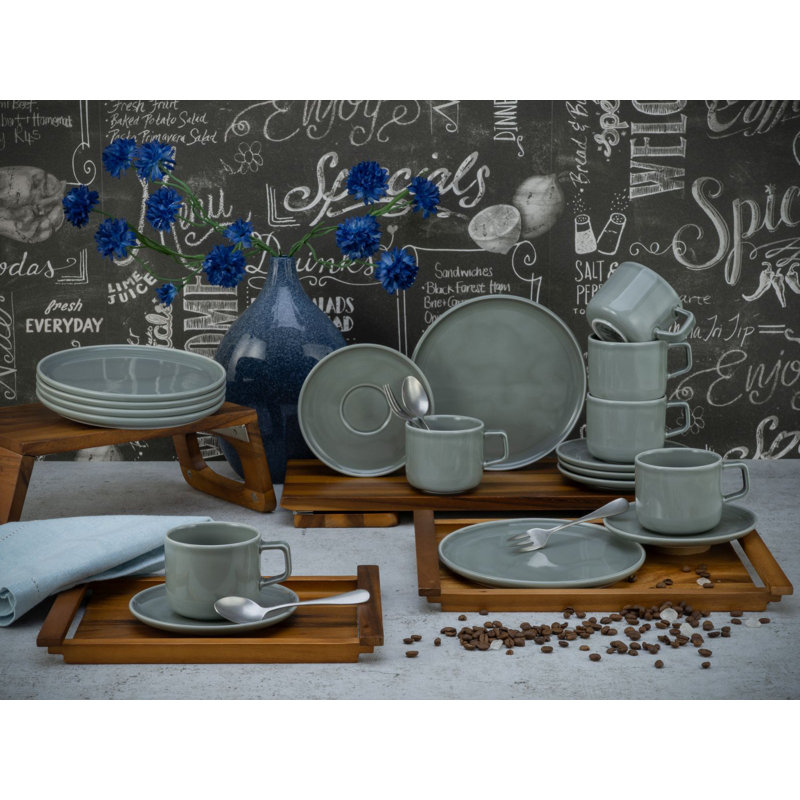 Chef Collection Piece Dinnerware Set - Service for 6, Grey