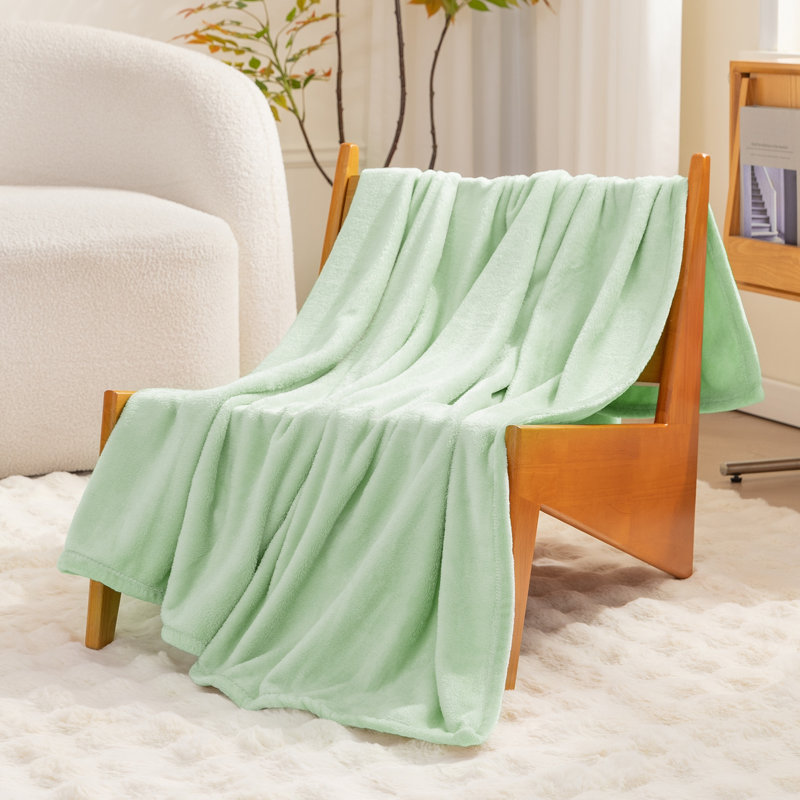 Couverture en molleton ultra douce réversible toutes saisons, Vert clair, Jeté