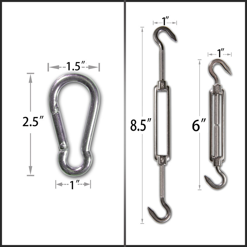 6 Inch Stainless Steel Triangle Sun Shade Sail Hardware Kit