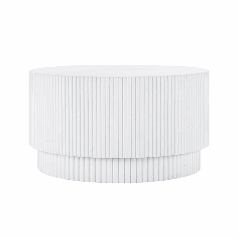 Table basse H-Barrel, table basse de style nordique, table basse ronde, Blanc, H 16 po x l 30 po x P 30 po