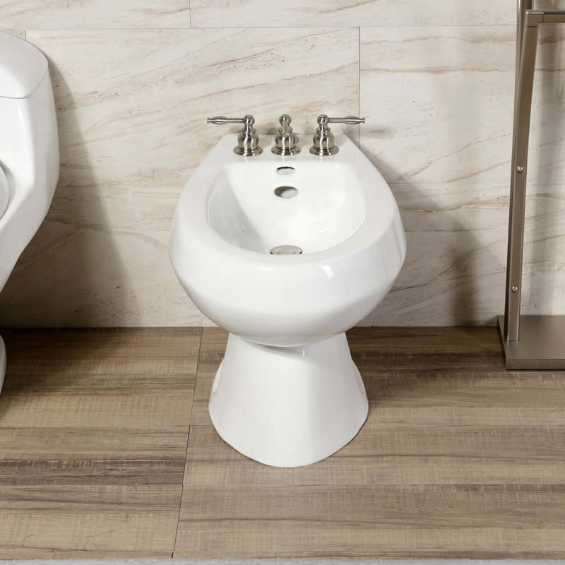 Kingston Brass Knight Three-Handle Vertical Spray Bidet Faucet with Brass Pop-Up, Brushed Nickel