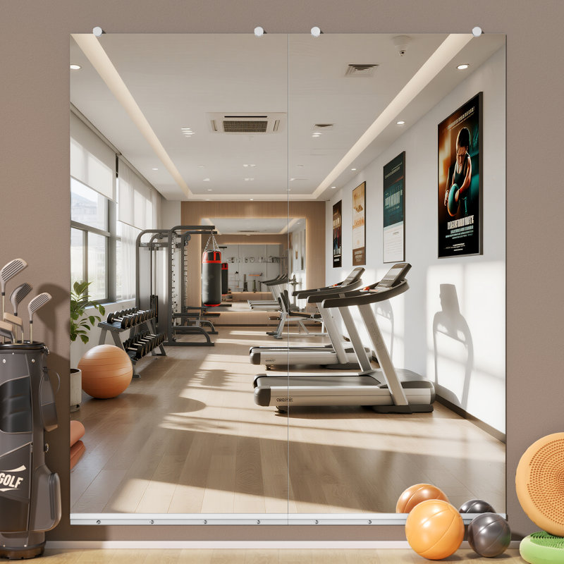 Tempered Glass Full Length Mirror - Large Rectangle Wall Mounted Mirror for Home Gym, Dance Studio & Living Room - Shatterproof, HD Reflection, Easy to Install
