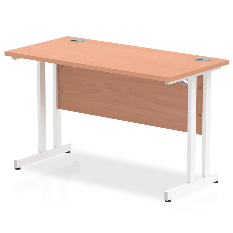 Ladajah Metal Base Computer Desk, White, 73cm H x 120cm W x 60cm D, Beige