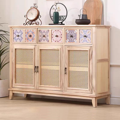 Retro Burlywood Solid Wood Sideboard