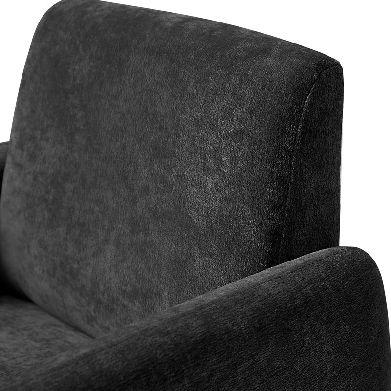 Chaise rembourrée Natalie de 26 po de largeur avec pieds en bois massif, Noir