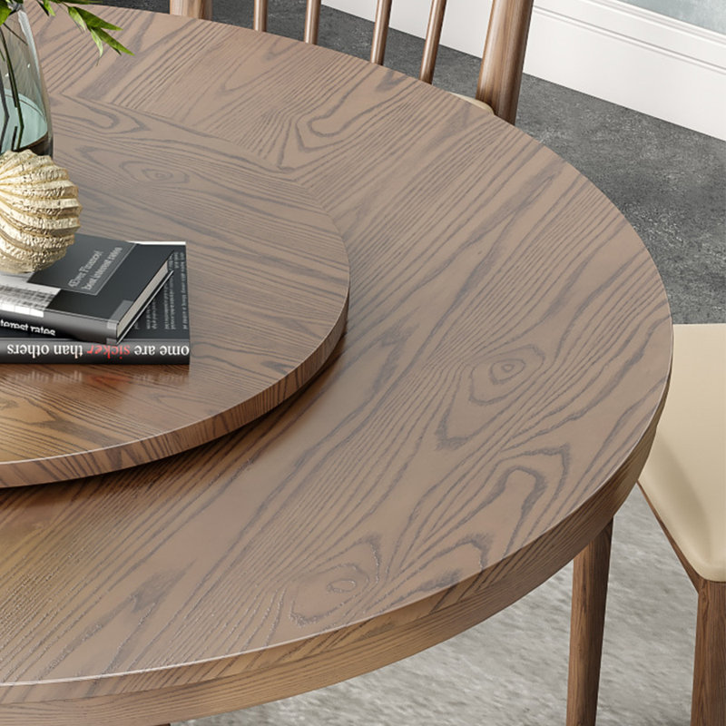 Nordic solid wood round table set with turntable