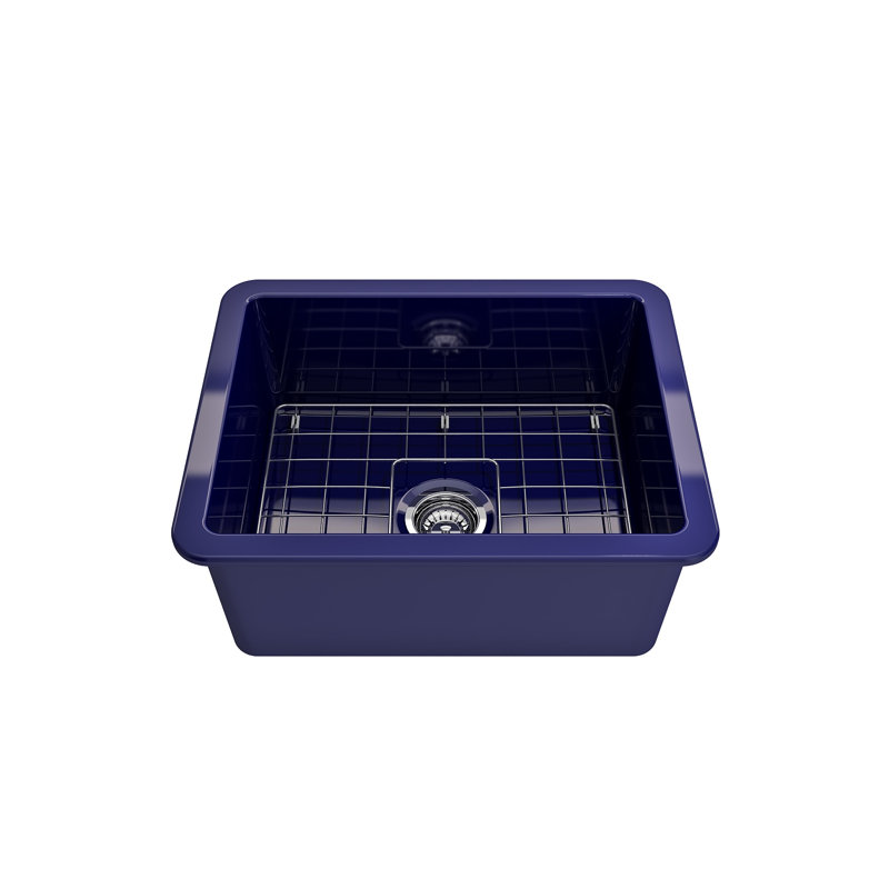 Sotto 24'' L Single Bowl Fireclay Kitchen Sink, Sapphire Blue