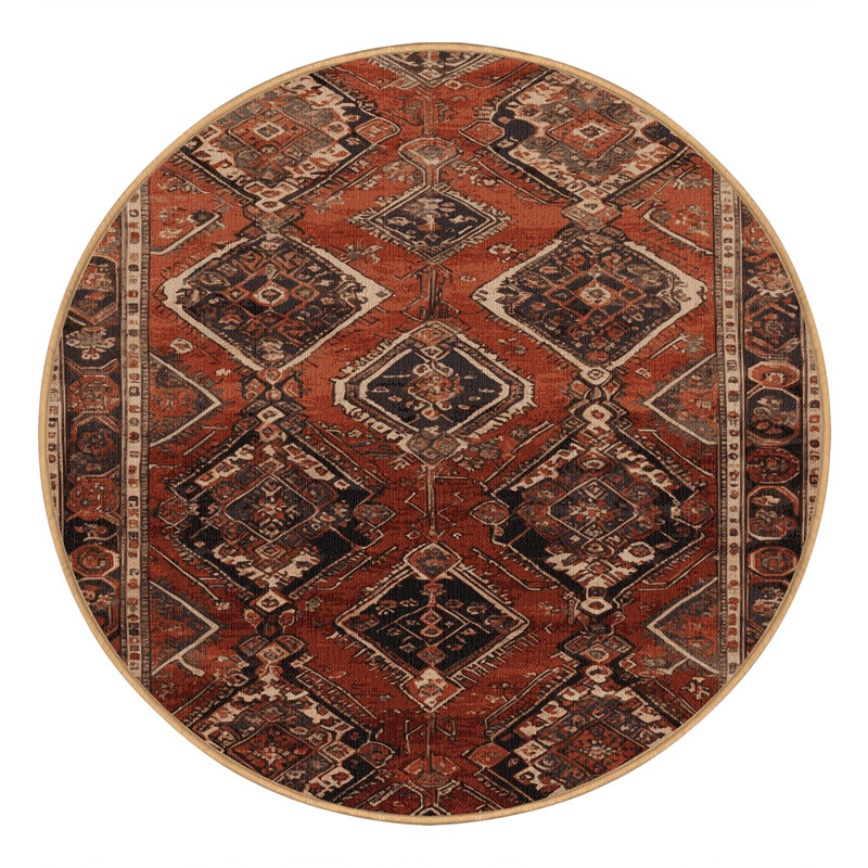 Tapis brun lavable à la machine, Rond 7 pi