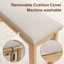 Banc de salle à manger en bois massif Adryell avec coussin en lin amovible-79672749-82527771