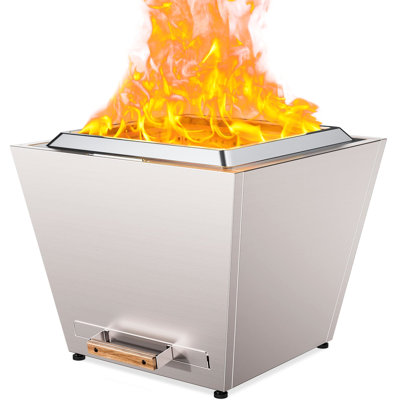 Portable Smokeless Fire Pit 25" - Stainless Steel Outdoor Fireplace With Ash Pan For Backyard Patio Camping