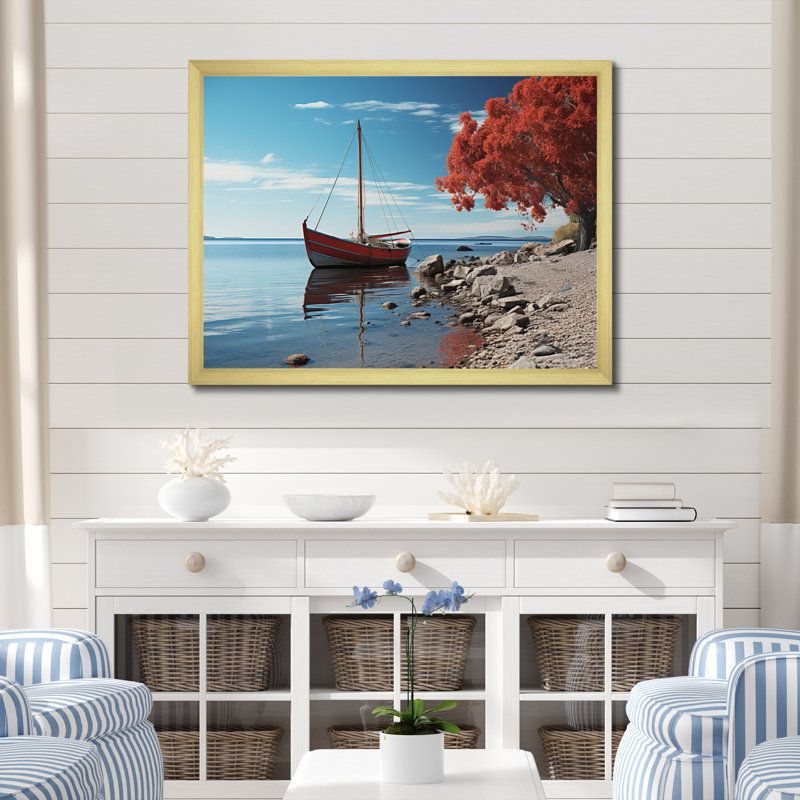 Raynolds Coastal Reflections II - reproduction sur toile, Cadre flottant noir, H 34 po x l 44 po x P 1,5 po