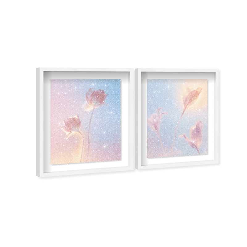 Iridescent Spring Set Shadowbox Floral & Botanical Print by Oliver Gal, Black Frame, 16 x 20, 17.5"H x 21.5"W