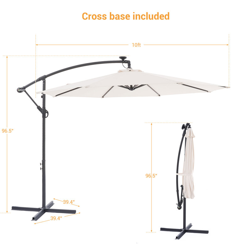 Dannii-Leigh 120'' Lighted Cantilever Umbrella, Beige
