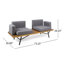 Canapé d'extérieur 2 places en bois d'acacia avec pieds en métal et coussins en tissu