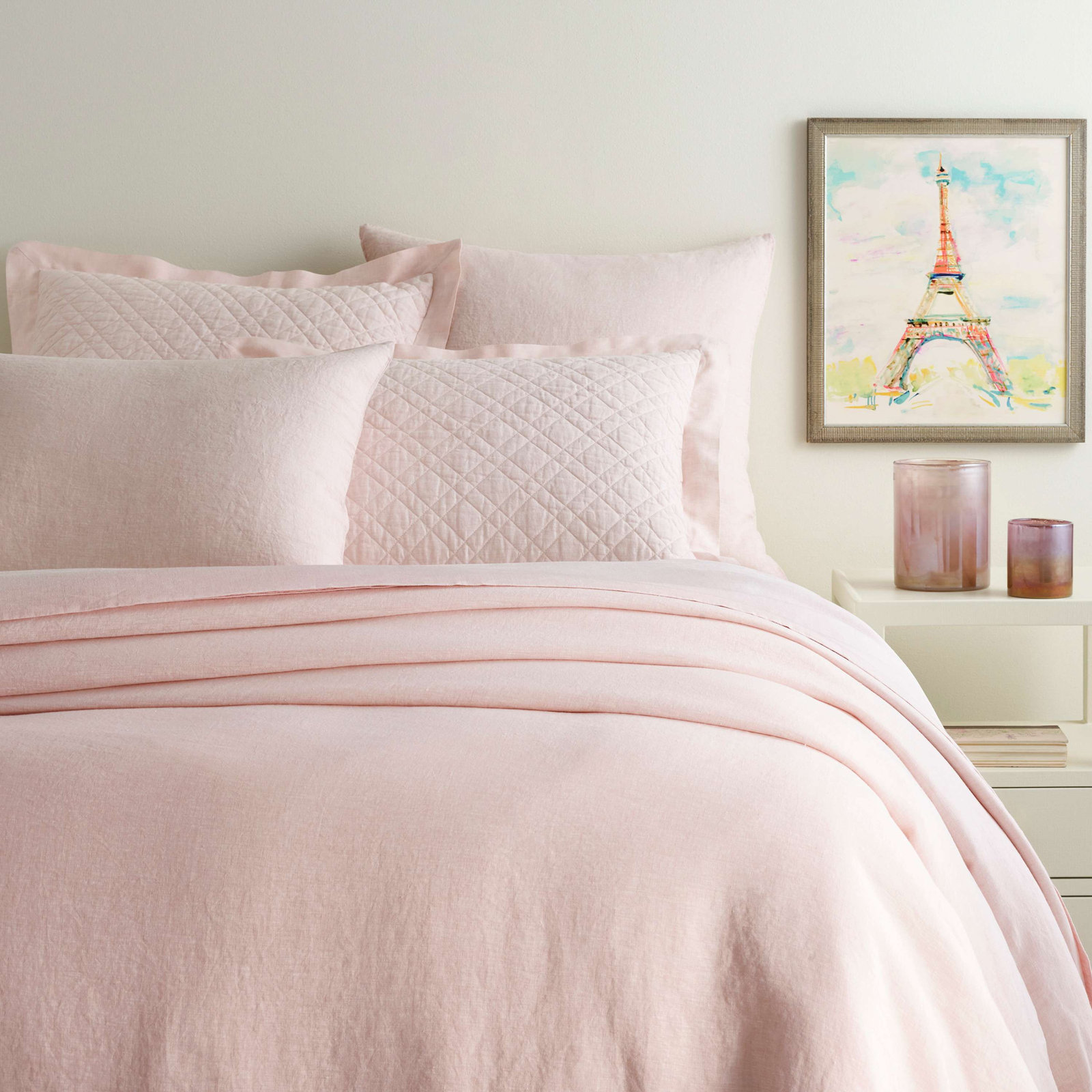 Lush Linen Duvet Cover Set, Slipper Pink, Full/Queen Duvet Cover