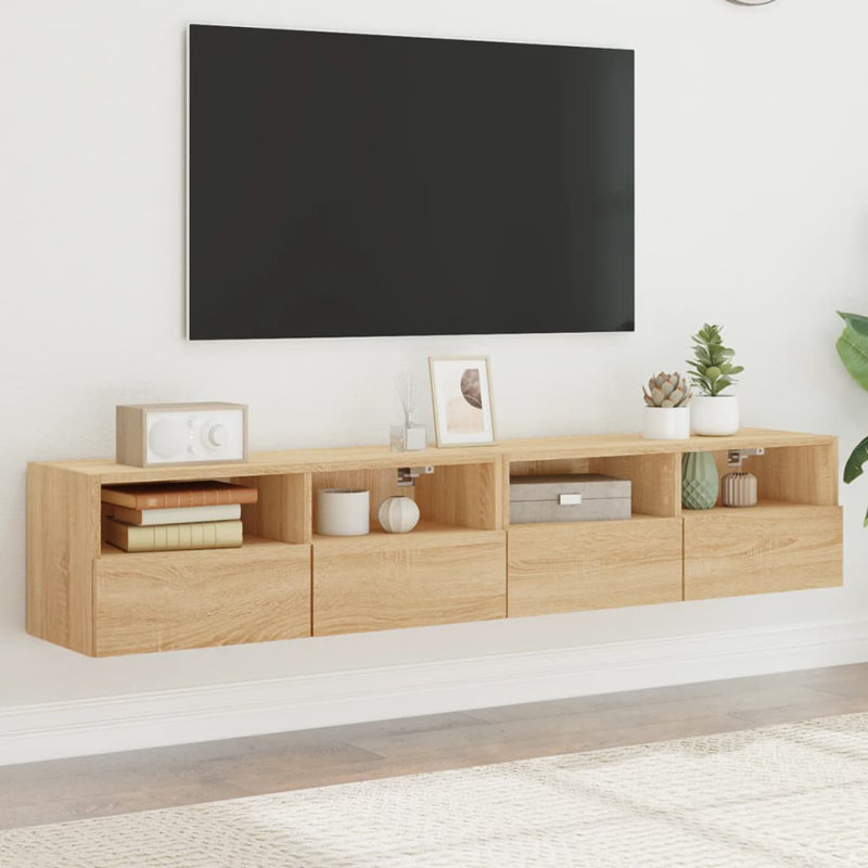 30cm x 30cm-2 piece TV wall cabinet made of wood, 30cm x 30cm, Sonoma Oak, 11.8" H x 63" W x 11.8" D