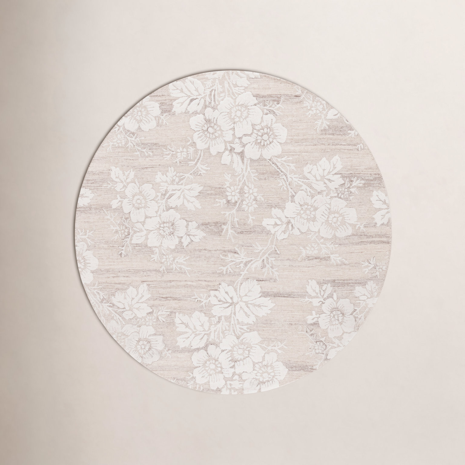 Hand-Tufted Wool Floral Rug, Round 6'