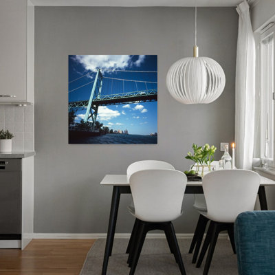 Bridge across a river Ambassador Bridge Detroit River Detroit Wayne County Michigan USA 1 Piece Wrapped Canvas Wall Art