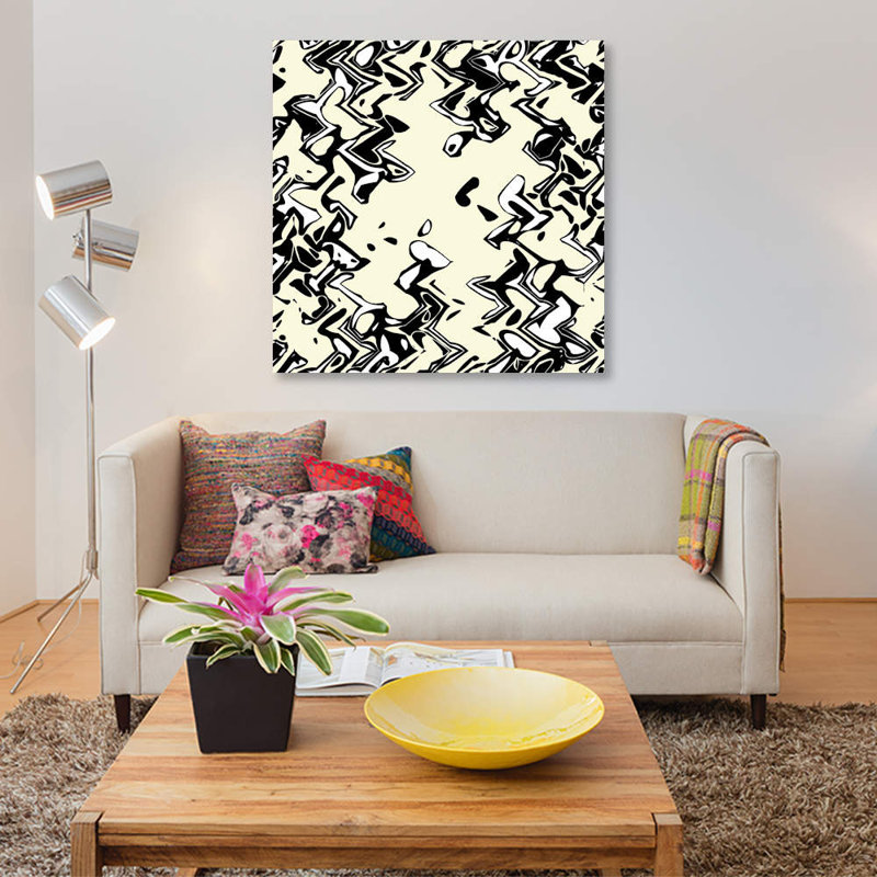 « crème spiritueux-angle », reproduction d’impression sur toile tendue, H 18 po x l 18 po x P 1,5 po, Toile avec cadre noir