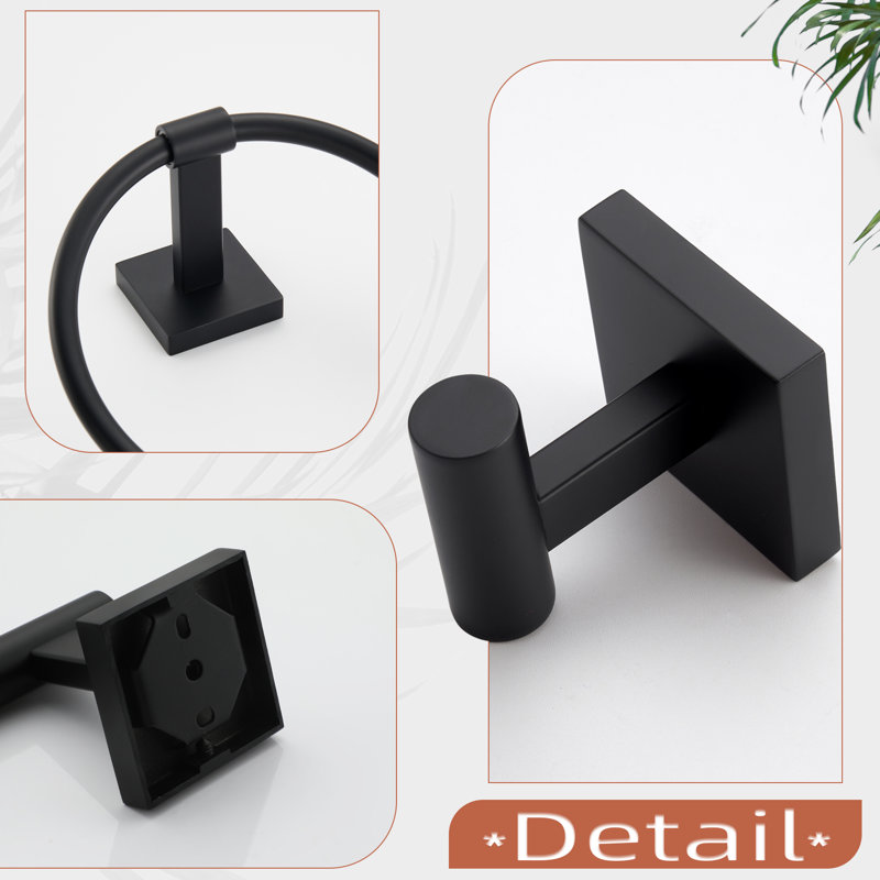 5 Piece Bathroom Hardware Set, Matte Black