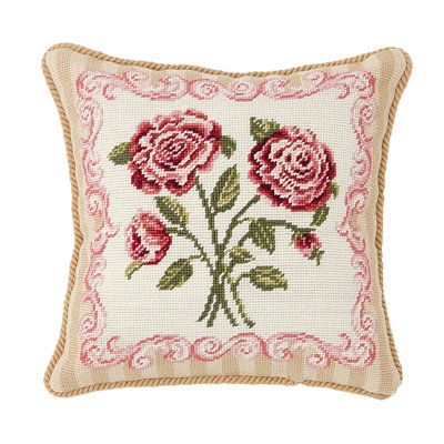Antique Rose Needlepoint Pillow