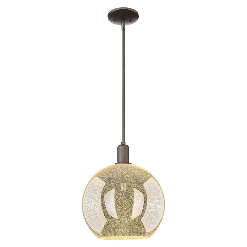 Mini-luminaire suspendu 1 lumière Arcadia - Athens, H 10,63 po x l 11,75 po x P 11,75 po, Mercure, Bronze frotté à l'huile