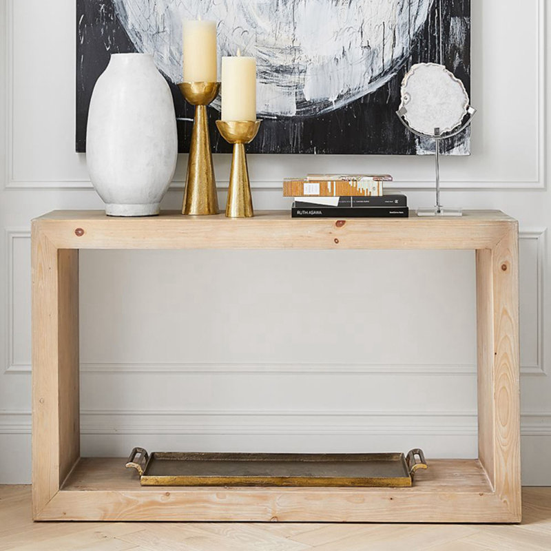 Console simple de style français moderne, Burlywood, H 29,9 po x l 63 po x P 15,7 po
