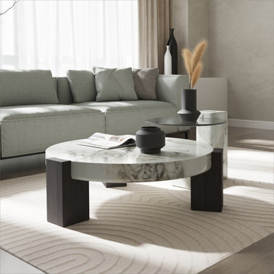 Table basse blanche avec table d'appoint blanche