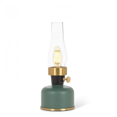 Small Led With Chimney Green Lantern Shaped Lamp