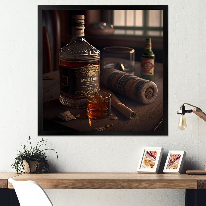 «Alhanol with Cigars IV», impression sur toile, Cadre noir, H 16 po x l 16 po x P 1 po
