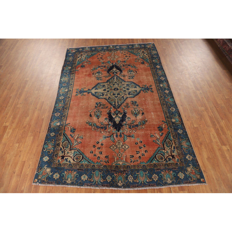 Tapis traditionnel rétro en laine à motif médaillon 6 x 10