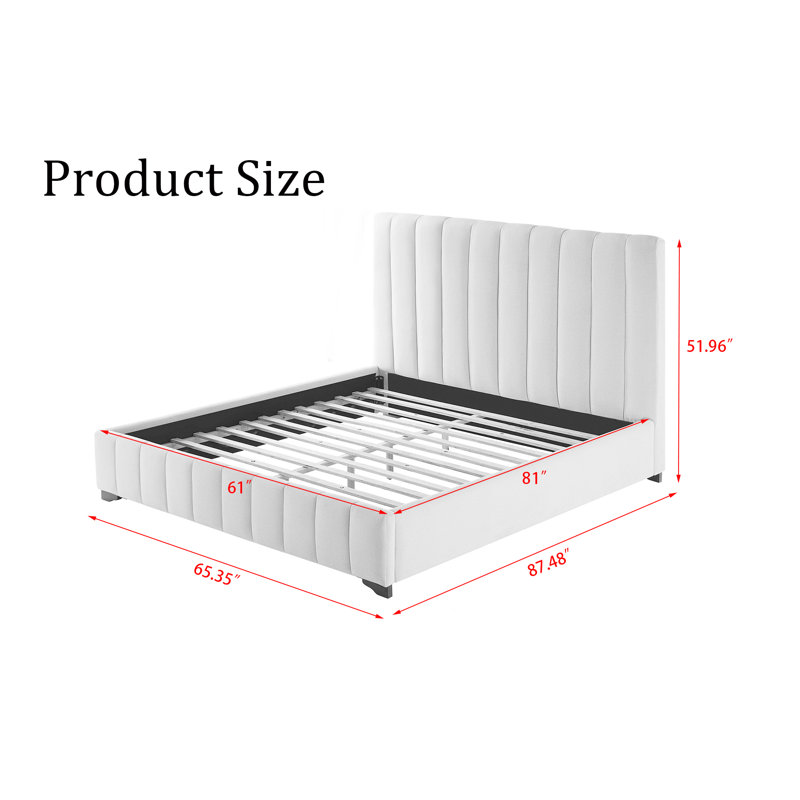 Lit plateforme tapissier Chamlee, Blanc, Grand