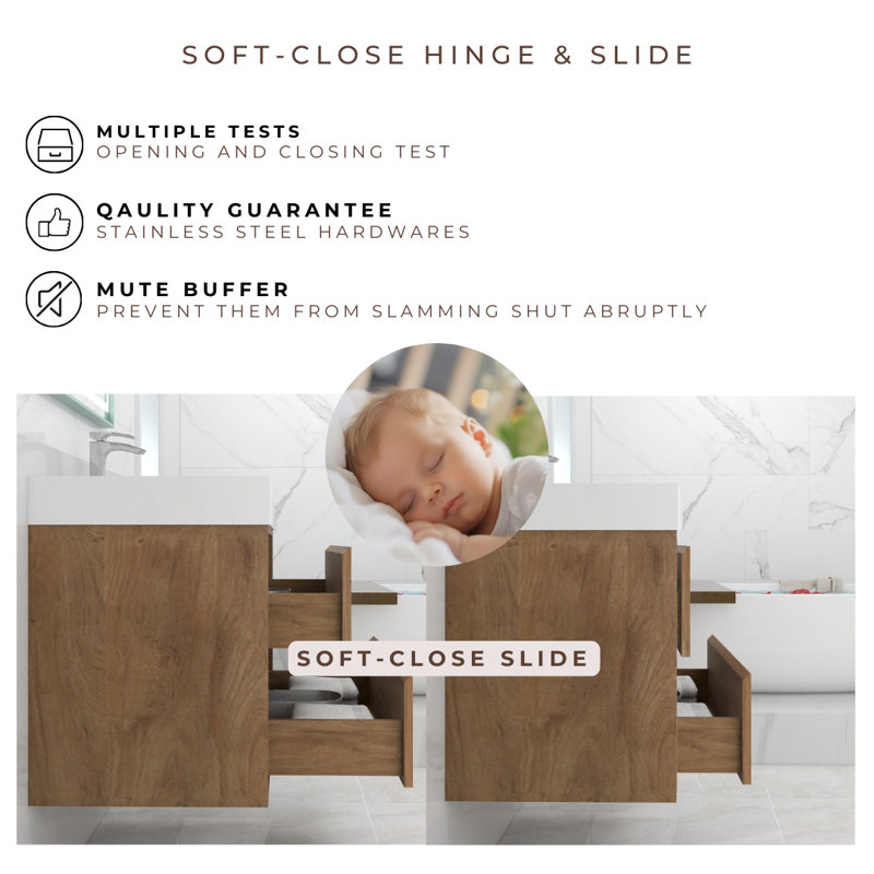 Wittig 48" Wall-Mounted Single Bathroom Vanity Set, Light Oak