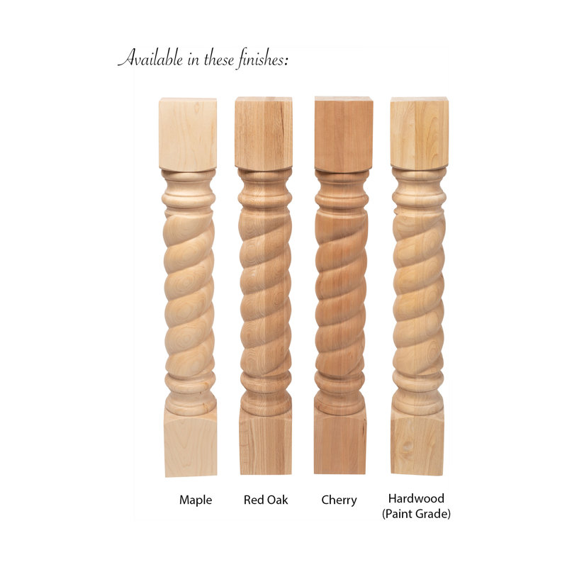 Unfinished Solid Hardwood Rope Kitchen Island Legs, Set of 4