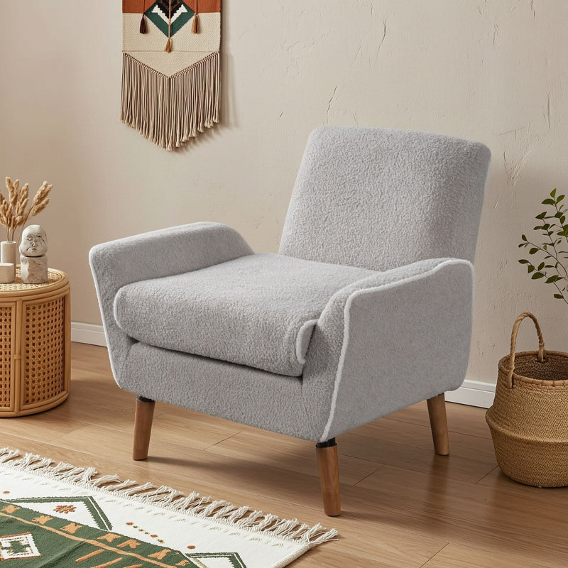 Chaise d'appoint rembourrée avec accoudoirs roulés, Gris