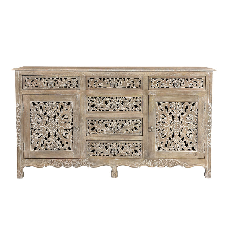 Harleen 66'' Solid Wood Sideboard, Limestone Beige