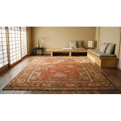 Tapis Oushak rustique antique à grande échelle