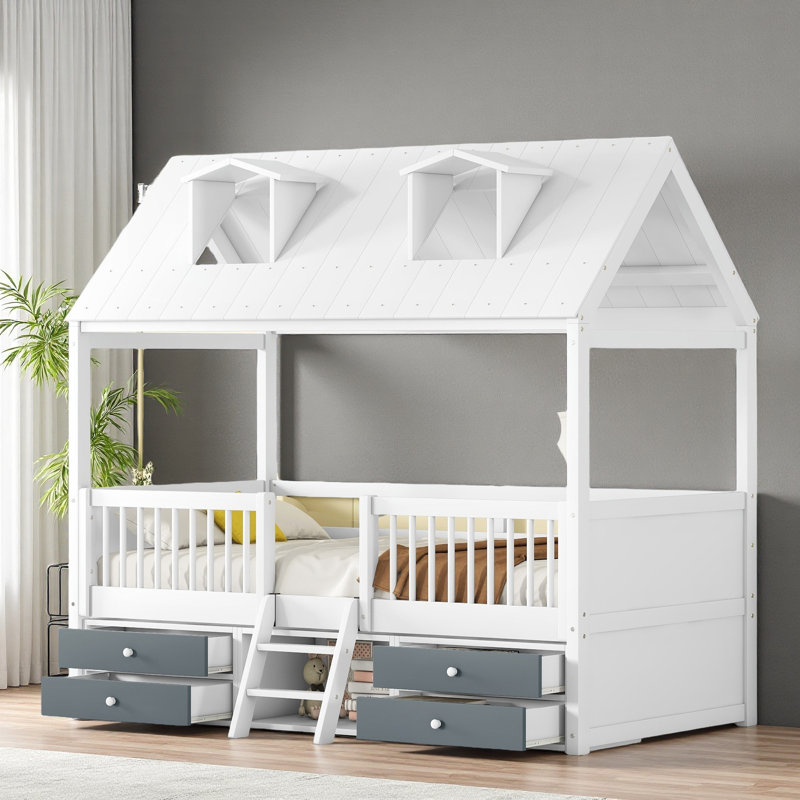 Structure de lit en bois, Simple, Blanc