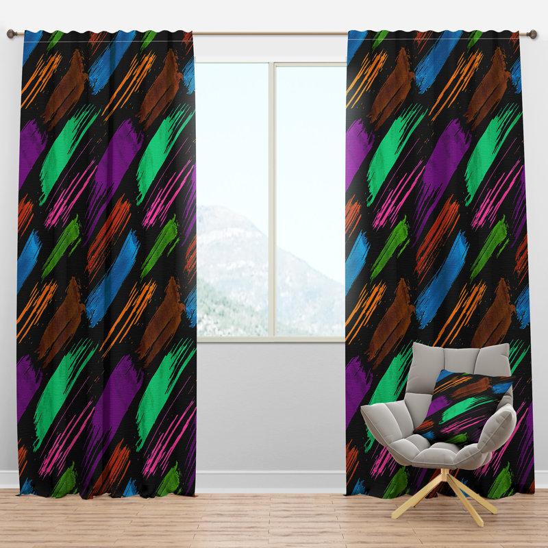 Panneau de rideau simple semi-diaphane avec passe-tringle Mid-Century, l 52 po x L 90 po