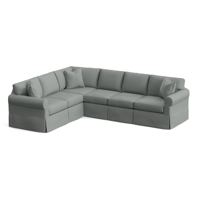 Bedford 117" Wide Corner Sectional, Left Hand Facing, Light Blue Performance Fabric; 0851-55