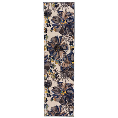 Dichiera Floral Brown/Navy/Cream Area Rug