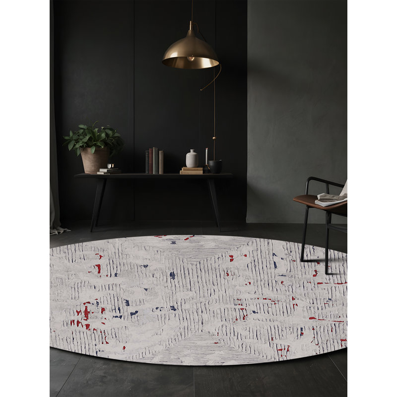 Machine Washable Gray Area Rug, Round 7'