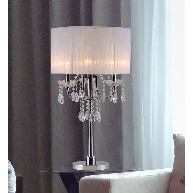 Lampe de table chromée 30 po Mclaren, blanc