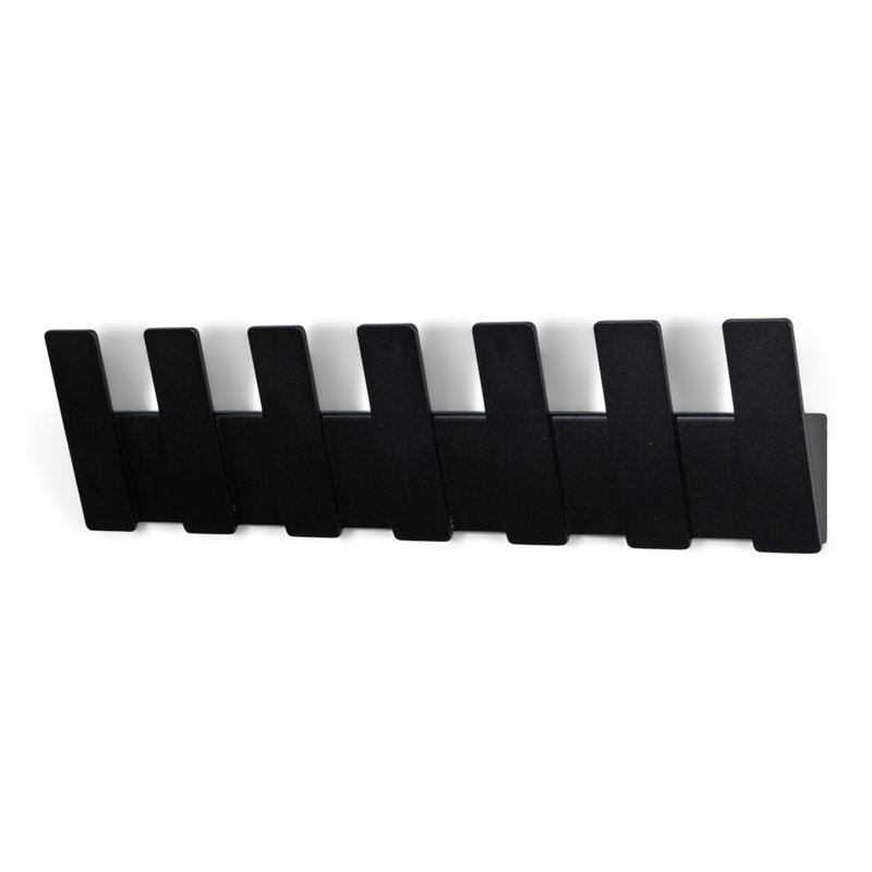 Steel Wall 7 - Hook Wall Mounted Coat Rack, Black