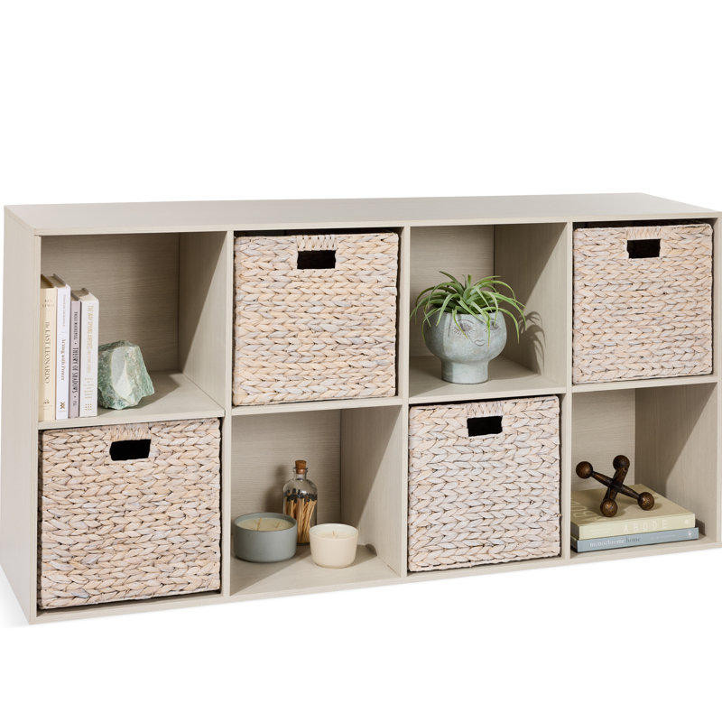 9-Cube Bookshelf, Display Storage System, Organizer W/ Removable Back Panels, White, (2 Shelves) 24"H x 11.5"W x 11.5"D