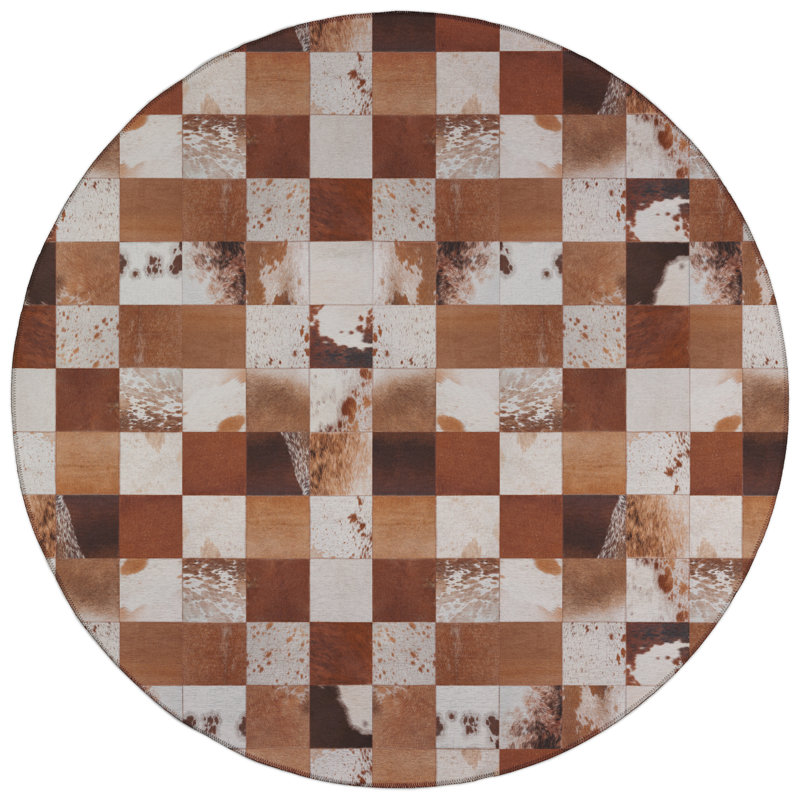 Chenille Patchwork Indoor/Outdoor Rug, Round 8'