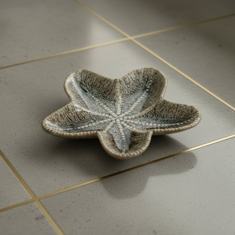 Jewelry Tray - Dual-Color Ceramic Starfish, Brown, Starfish